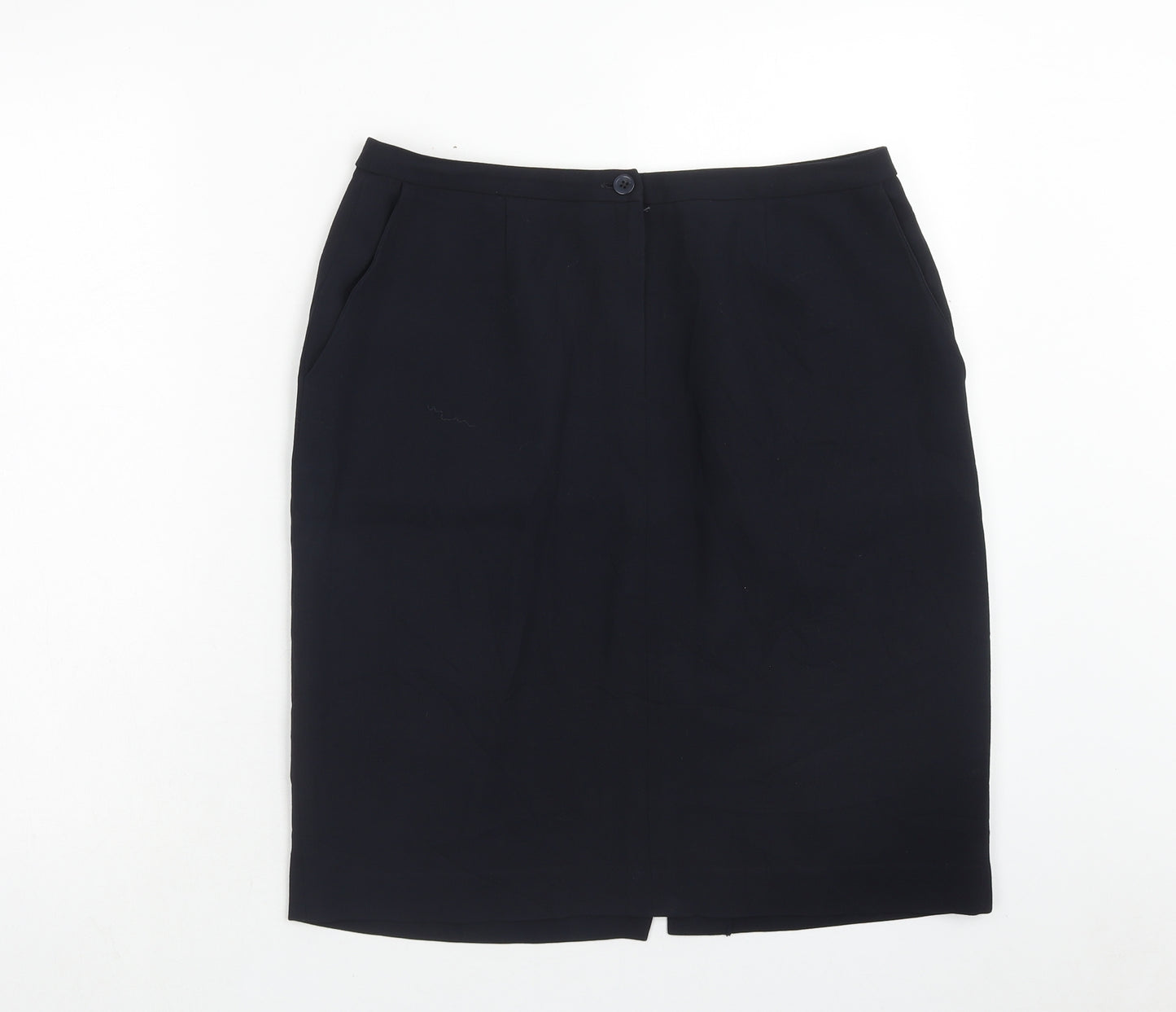 Laura Ashley Womens Blue Wool Straight & Pencil Skirt Size 14 Zip
