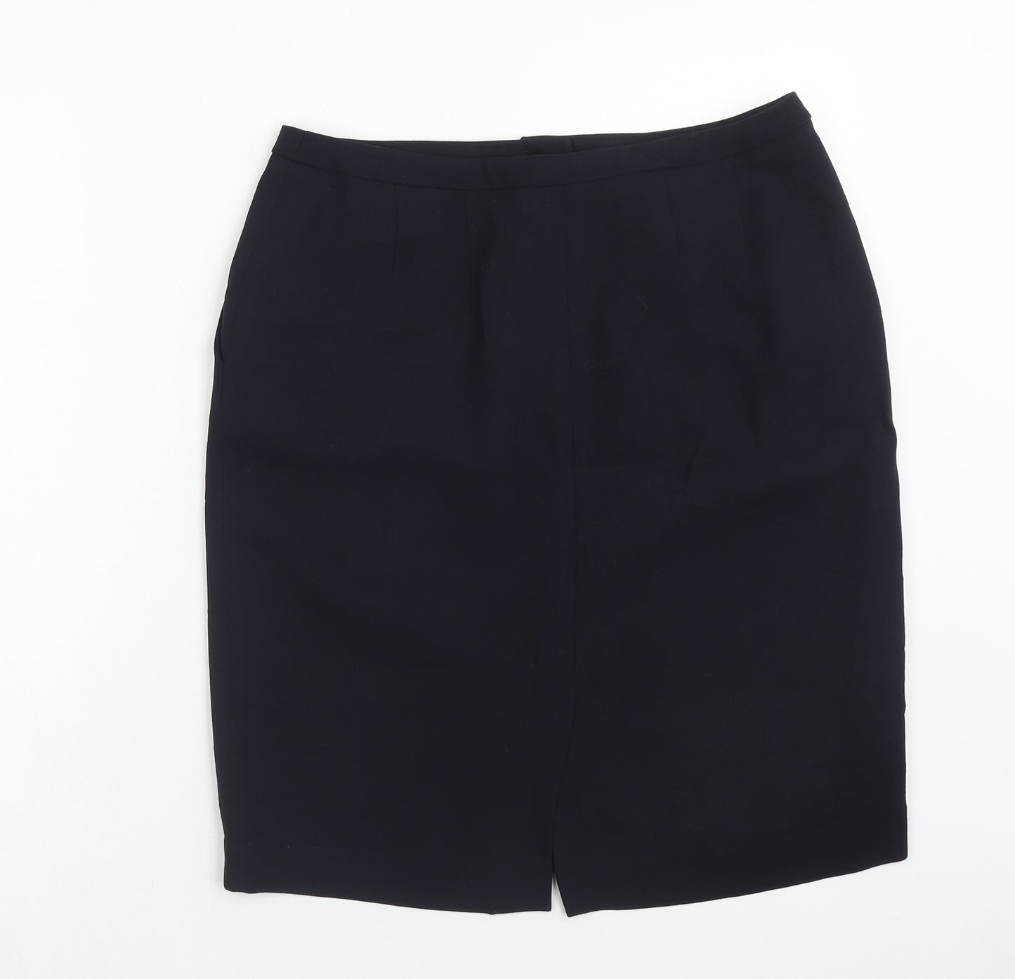 Laura Ashley Womens Blue Wool Straight & Pencil Skirt Size 14 Zip