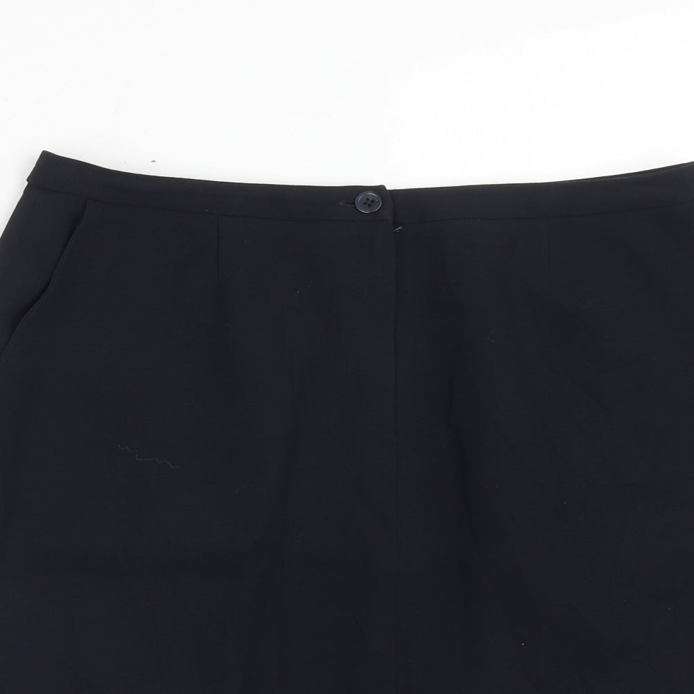 Laura Ashley Womens Blue Wool Straight & Pencil Skirt Size 14 Zip