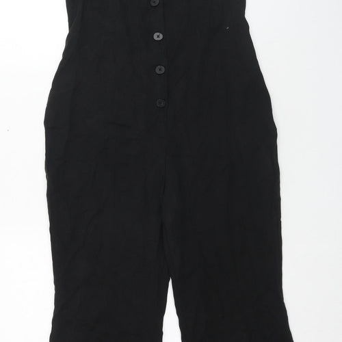 Zara Womens Black Viscose Jumpsuit One-Piece Size S Button