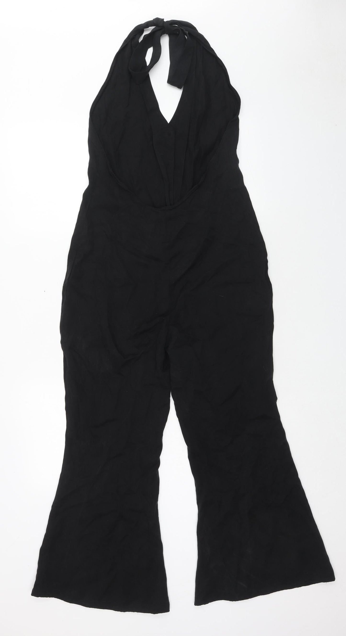 Zara Womens Black Viscose Jumpsuit One-Piece Size S Button