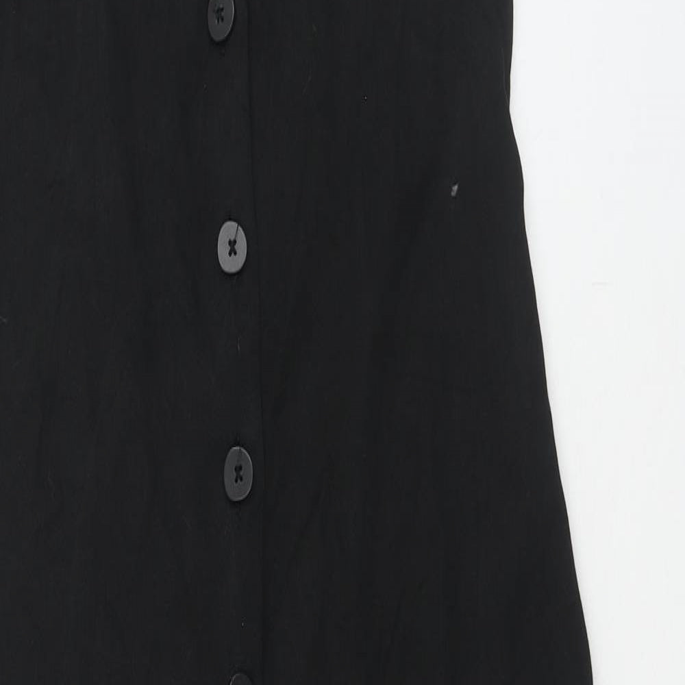 Zara Womens Black Viscose Jumpsuit One-Piece Size S Button