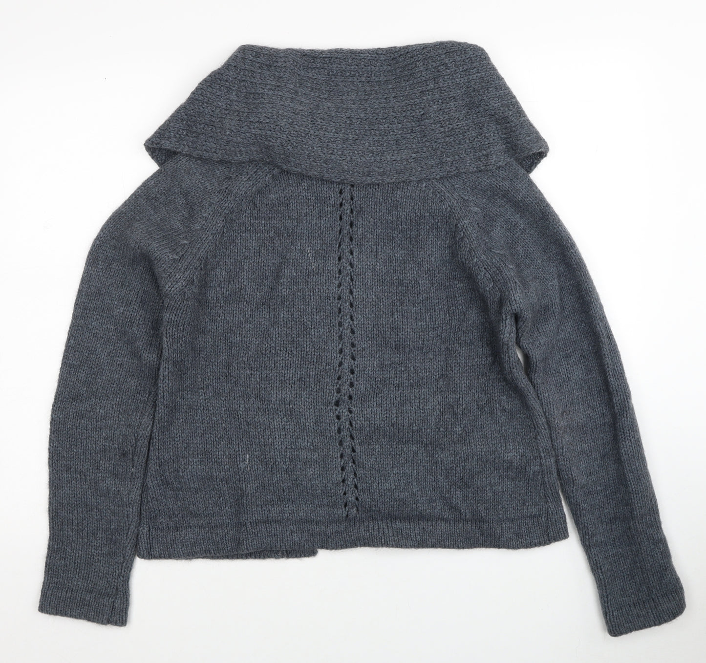 Topshop Womens Grey Collared Acrylic Cardigan Jumper Size 10