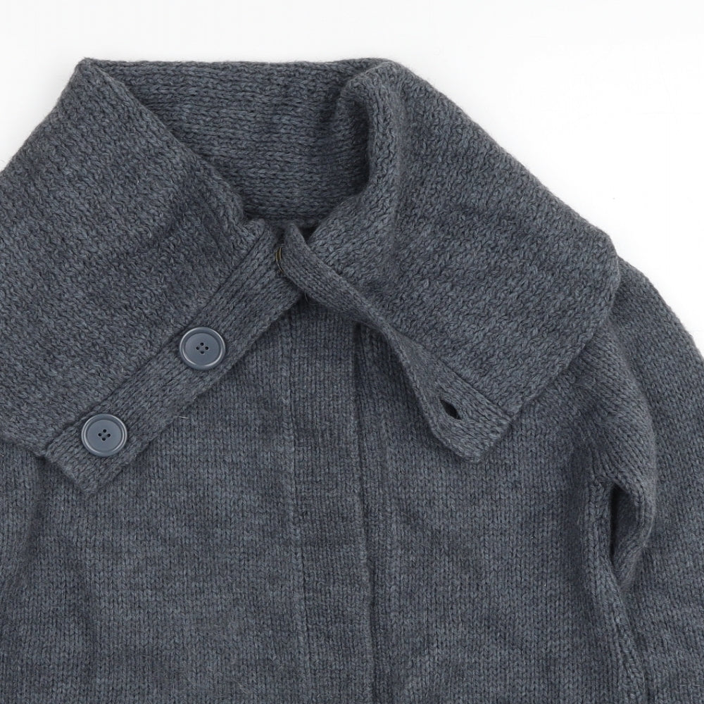 Topshop Womens Grey Collared Acrylic Cardigan Jumper Size 10