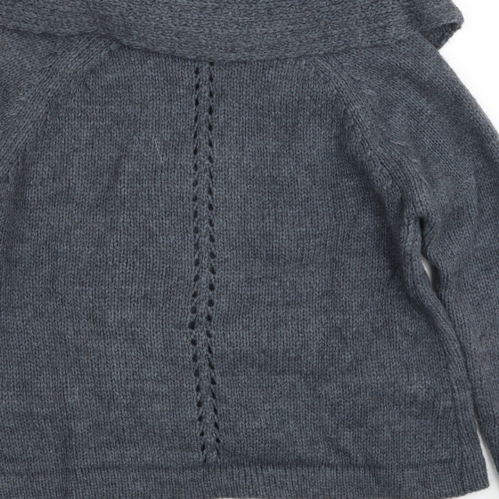 Topshop Womens Grey Collared Acrylic Cardigan Jumper Size 10
