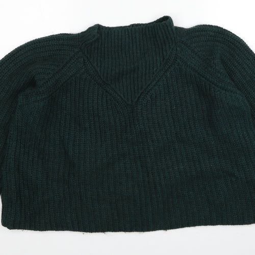 Marks and Spencer Womens Green Mock Neck Acrylic Pullover Jumper Size 14