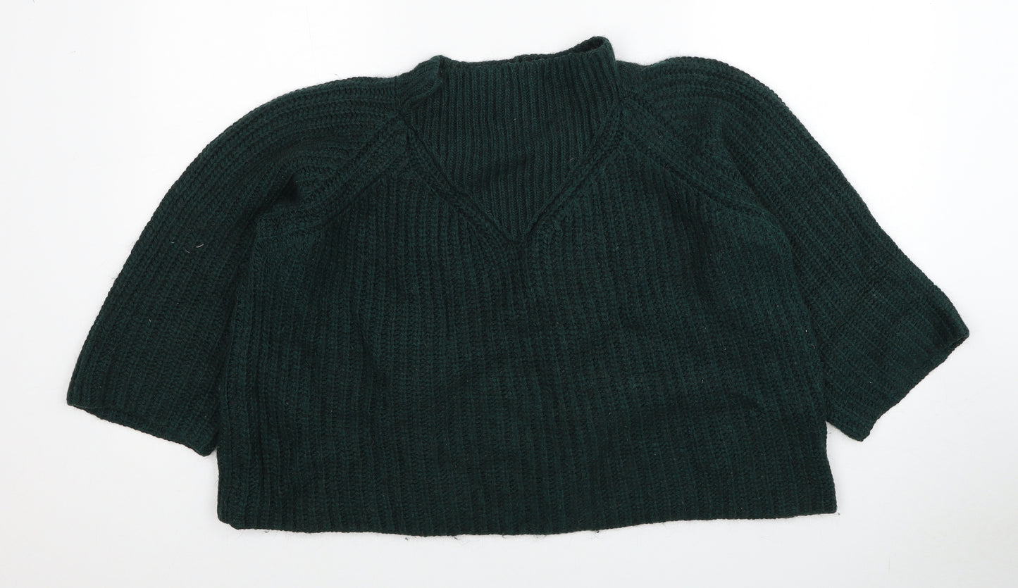 Marks and Spencer Womens Green Mock Neck Acrylic Pullover Jumper Size 14