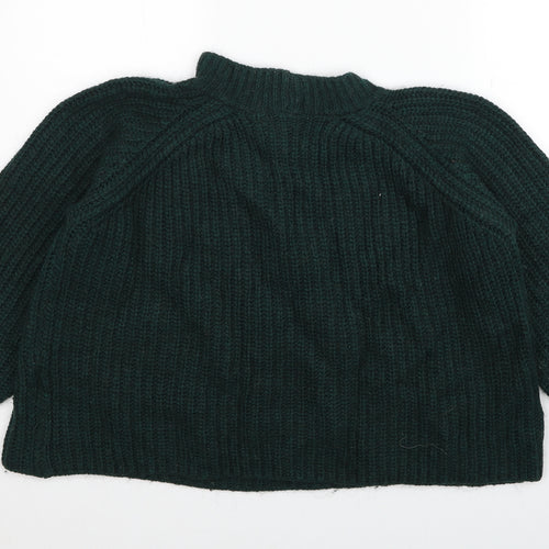Marks and Spencer Womens Green Mock Neck Acrylic Pullover Jumper Size 14