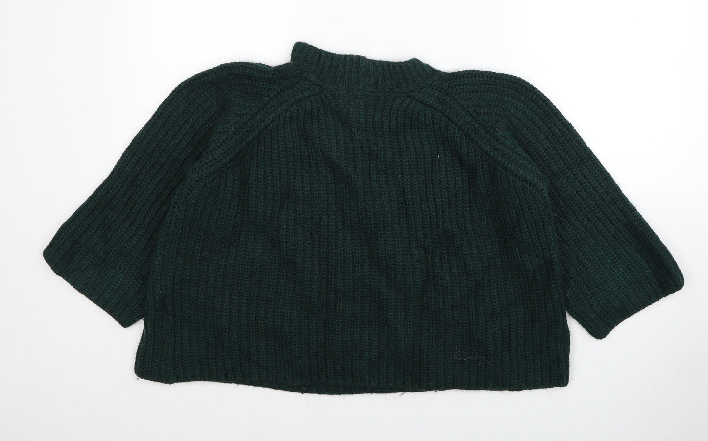 Marks and Spencer Womens Green Mock Neck Acrylic Pullover Jumper Size 14
