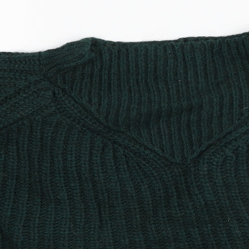 Marks and Spencer Womens Green Mock Neck Acrylic Pullover Jumper Size 14