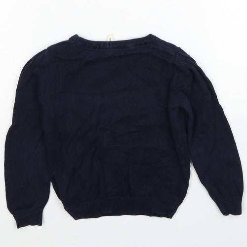 Young Dimension Girls Blue Round Neck Cotton Pullover Jumper Size 3-4 Years Pullover - Butterfly