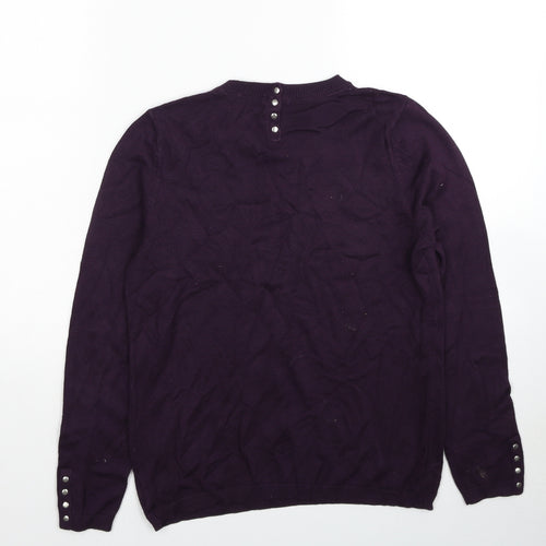 Debenhams Womens Purple Round Neck Viscose Pullover Jumper Size 12