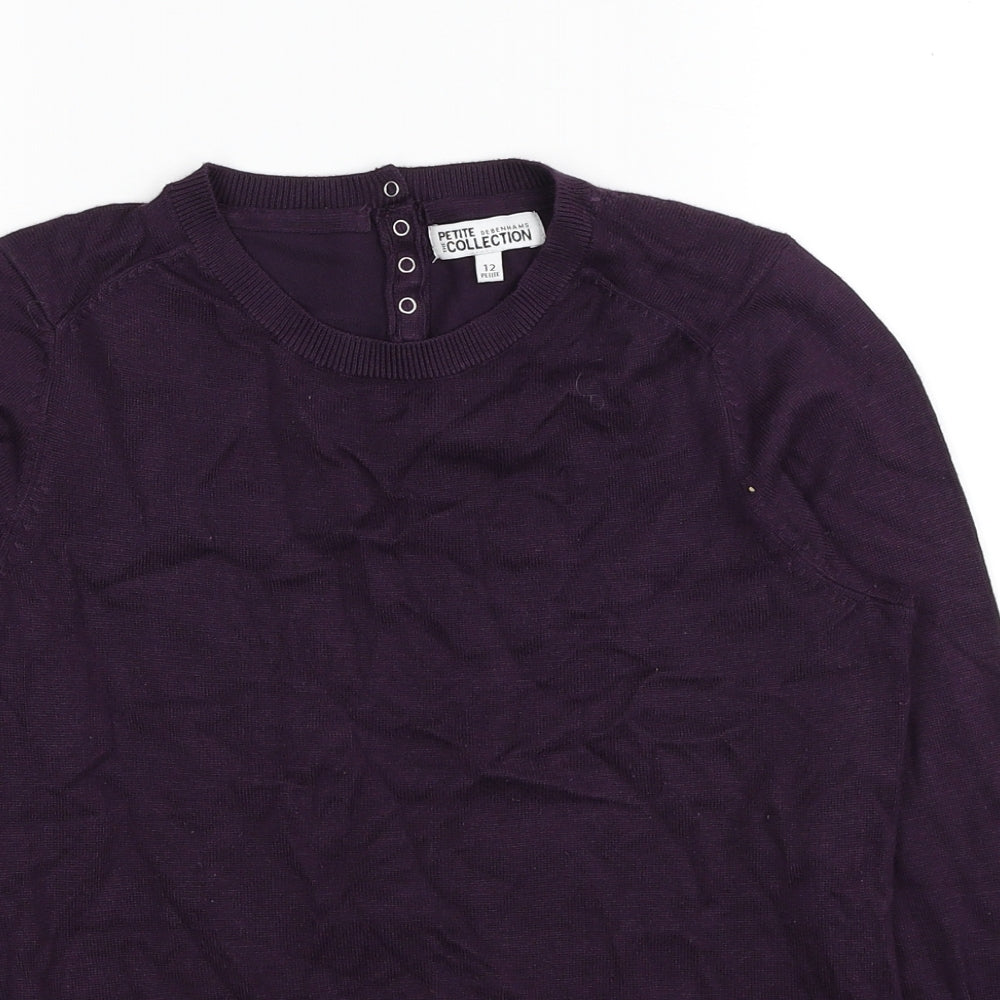 Debenhams Womens Purple Round Neck Viscose Pullover Jumper Size 12