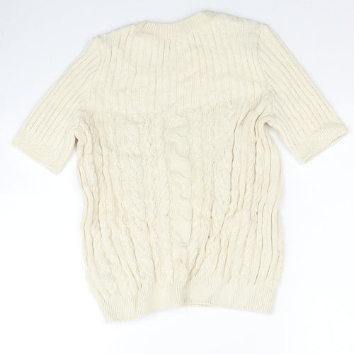Per Una Womens Ivory Round Neck Cotton Pullover Jumper Size 10