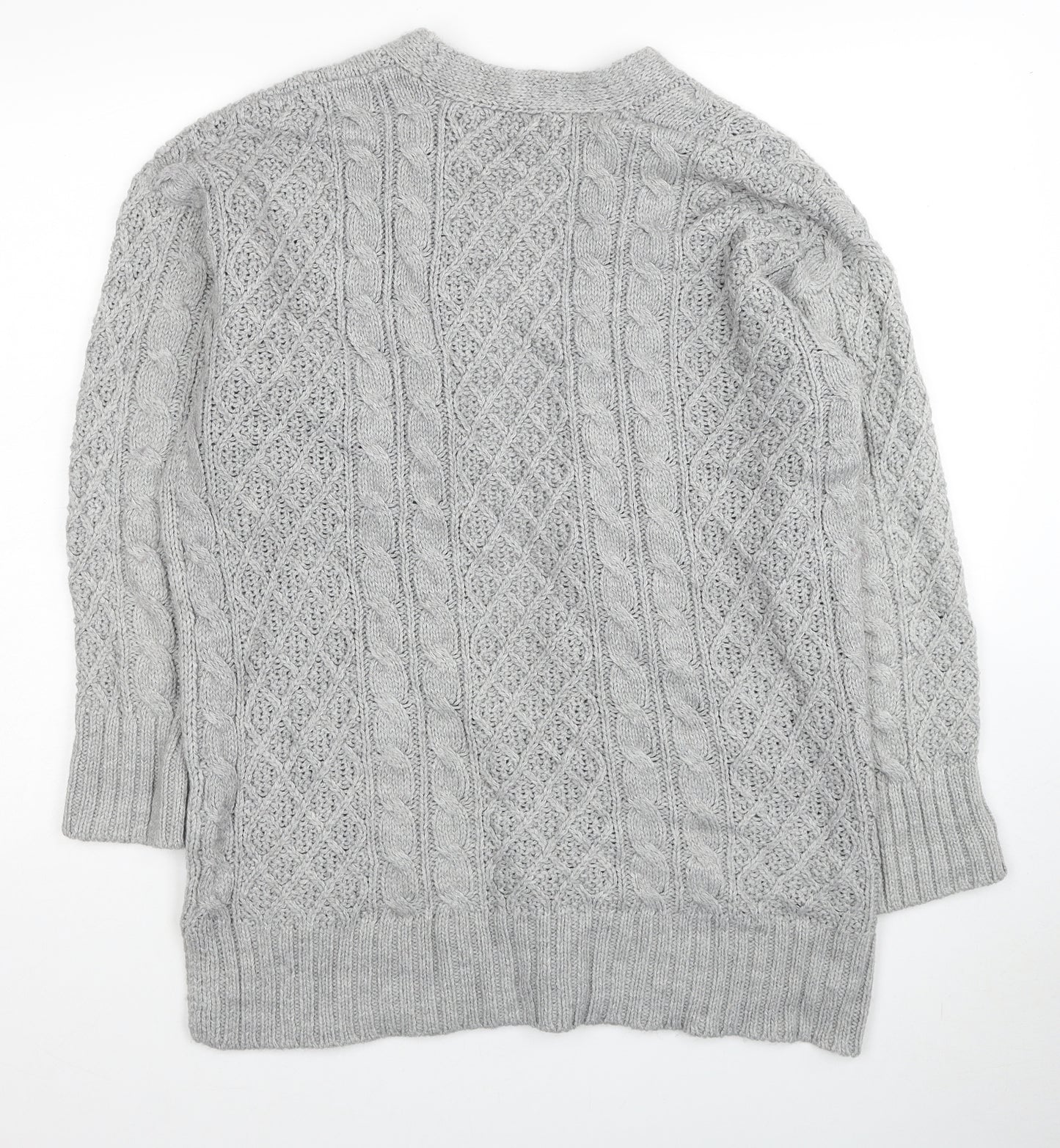NEXT Womens Grey V-Neck Acrylic Cardigan Jumper Size S