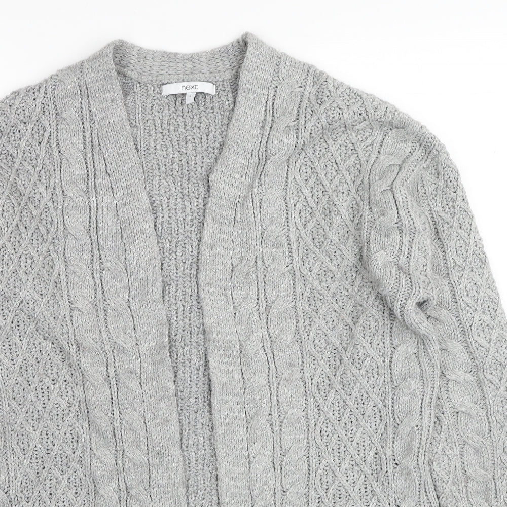 NEXT Womens Grey V-Neck Acrylic Cardigan Jumper Size S