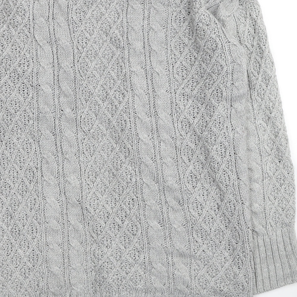 NEXT Womens Grey V-Neck Acrylic Cardigan Jumper Size S