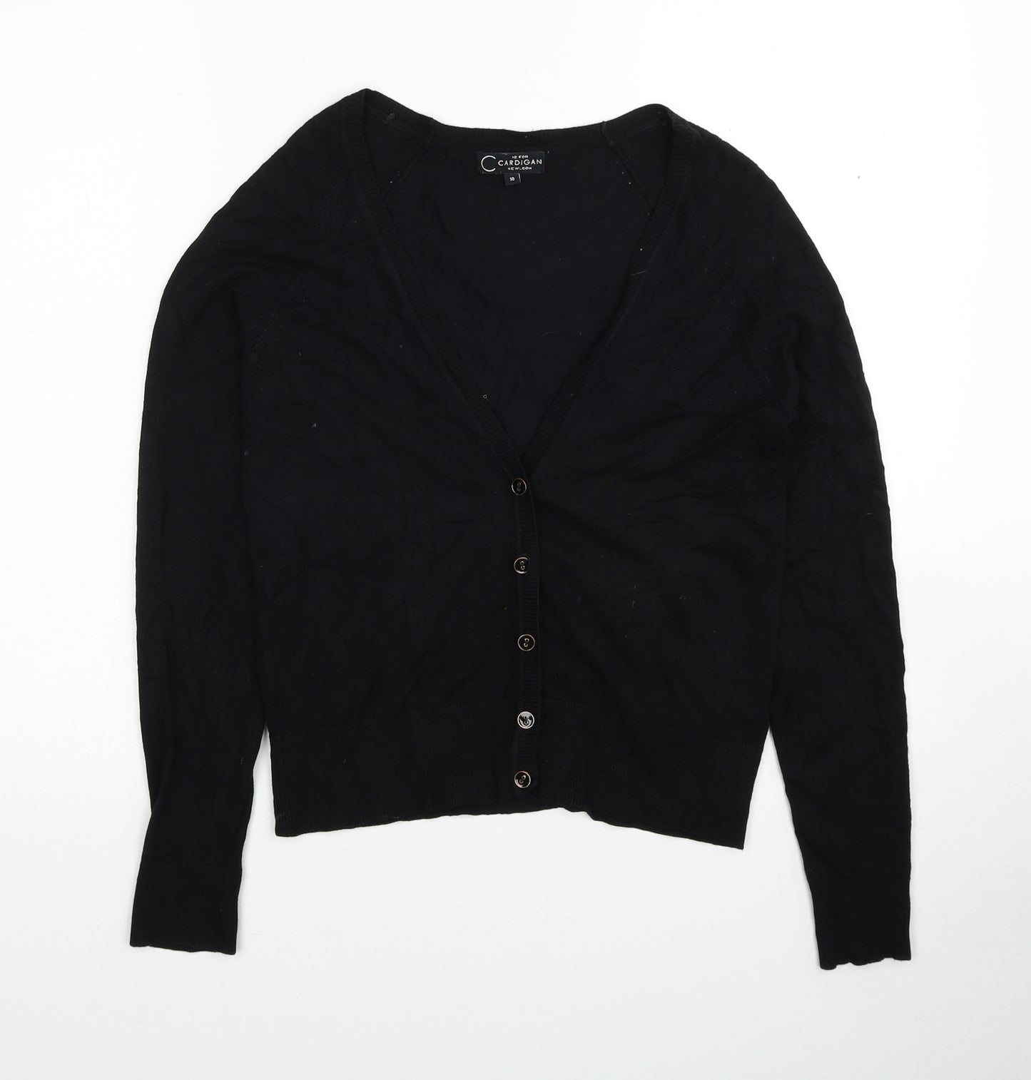 New Look Womens Black V-Neck Viscose Cardigan Jumper Size 10