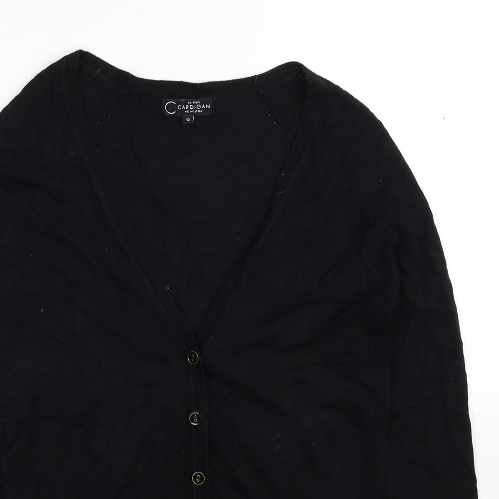New Look Womens Black V-Neck Viscose Cardigan Jumper Size 10