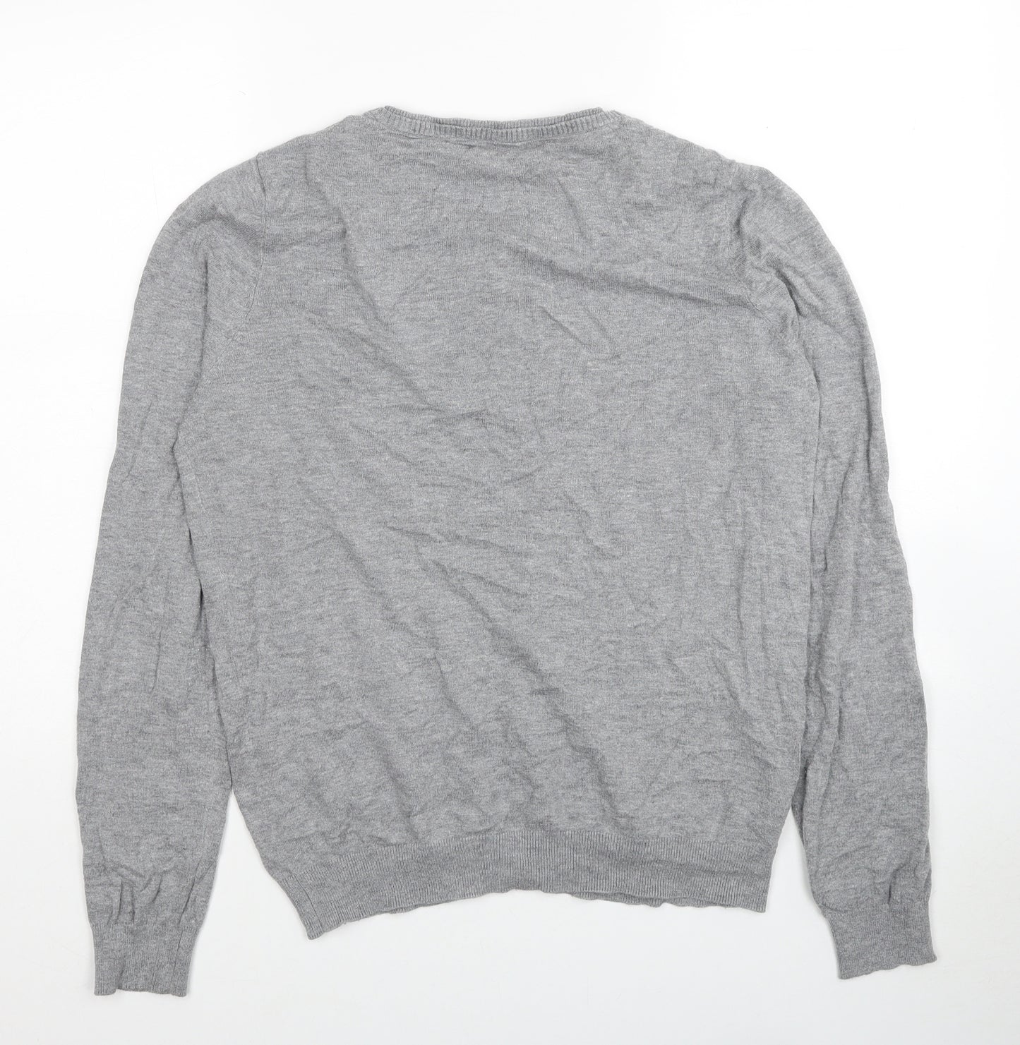 NEXT Womens Grey Round Neck Cotton Cardigan Jumper Size 16