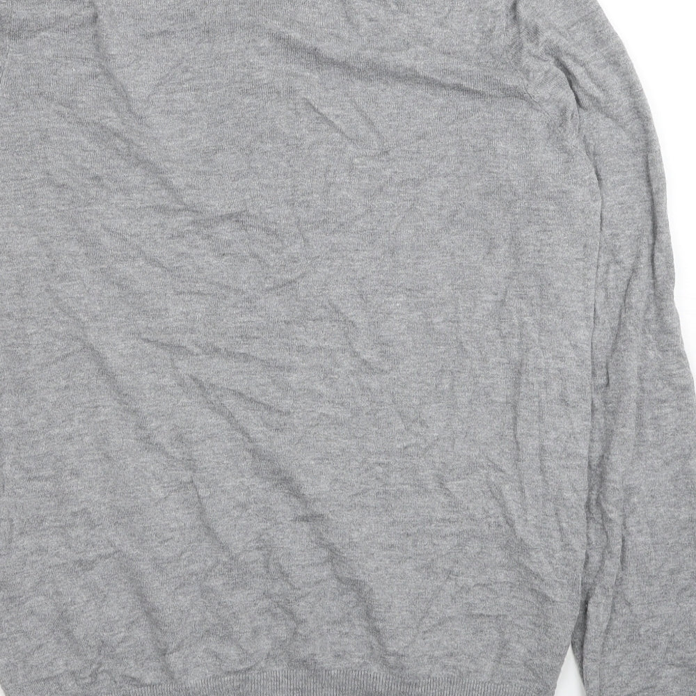 NEXT Womens Grey Round Neck Cotton Cardigan Jumper Size 16