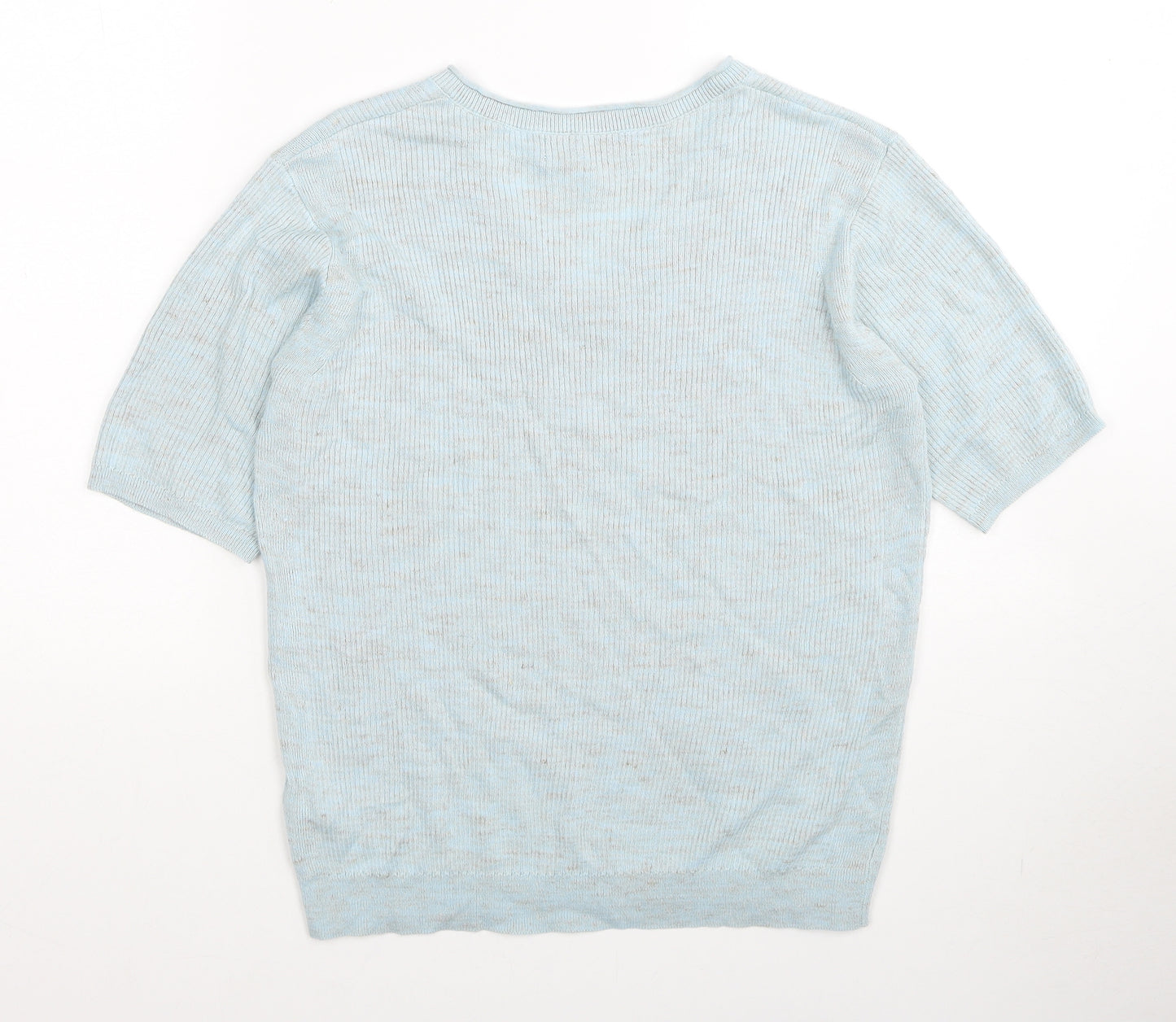 Marks and Spencer Womens Blue V-Neck Acrylic Pullover Jumper Size S
