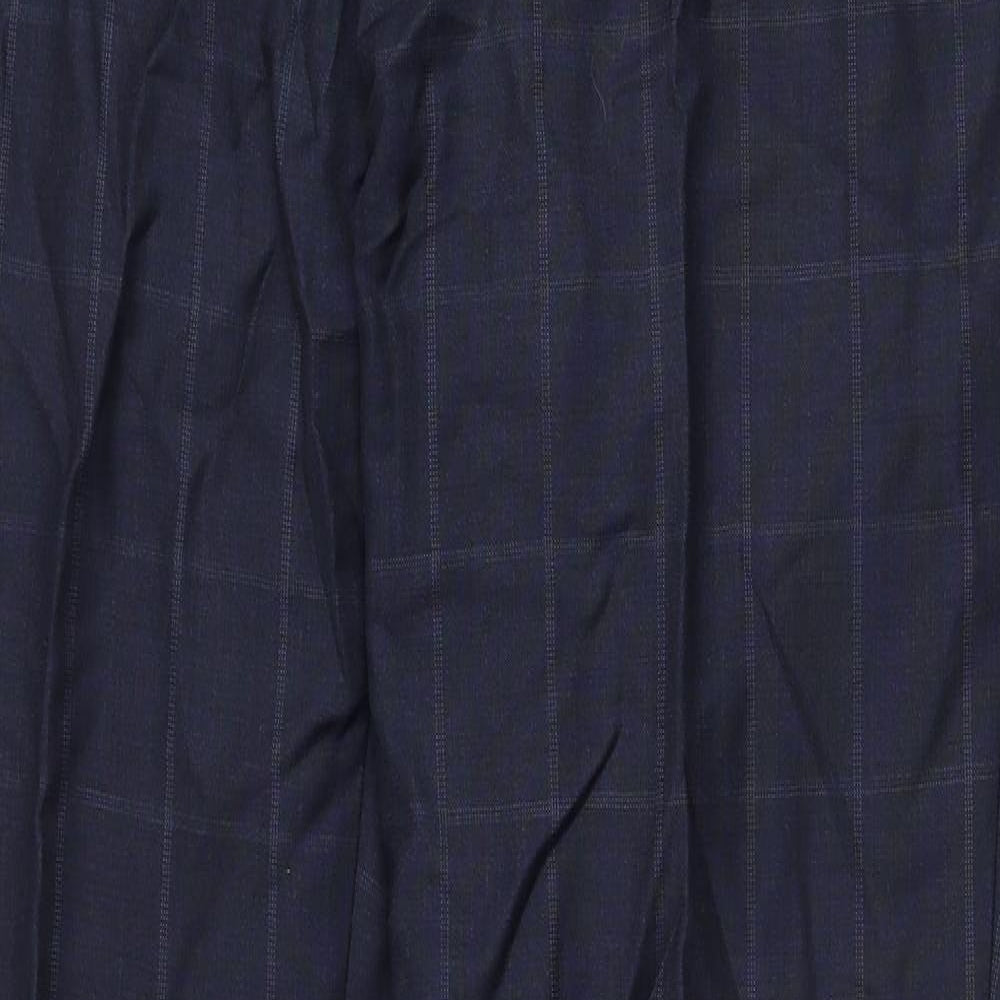 HUGO BOSS Mens Blue Plaid Viscose Snow Pants Trousers Size 36 in Regular Zip