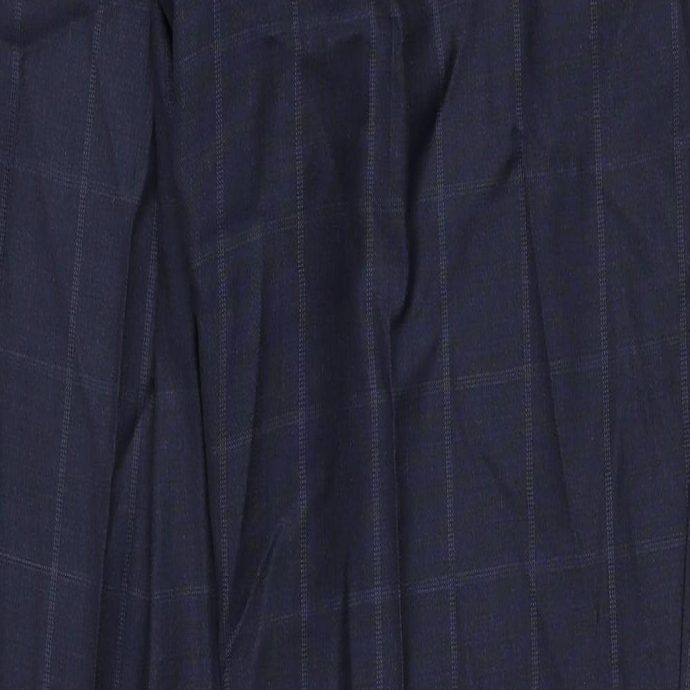 HUGO BOSS Mens Blue Plaid Viscose Snow Pants Trousers Size 36 in Regular Zip
