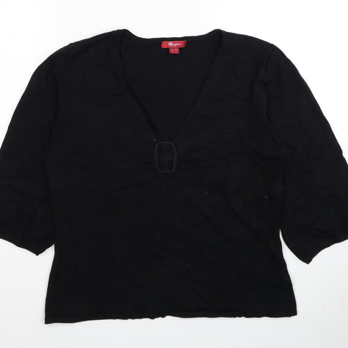 Monsoon Womens Black V-Neck Viscose Pullover Jumper Size 12
