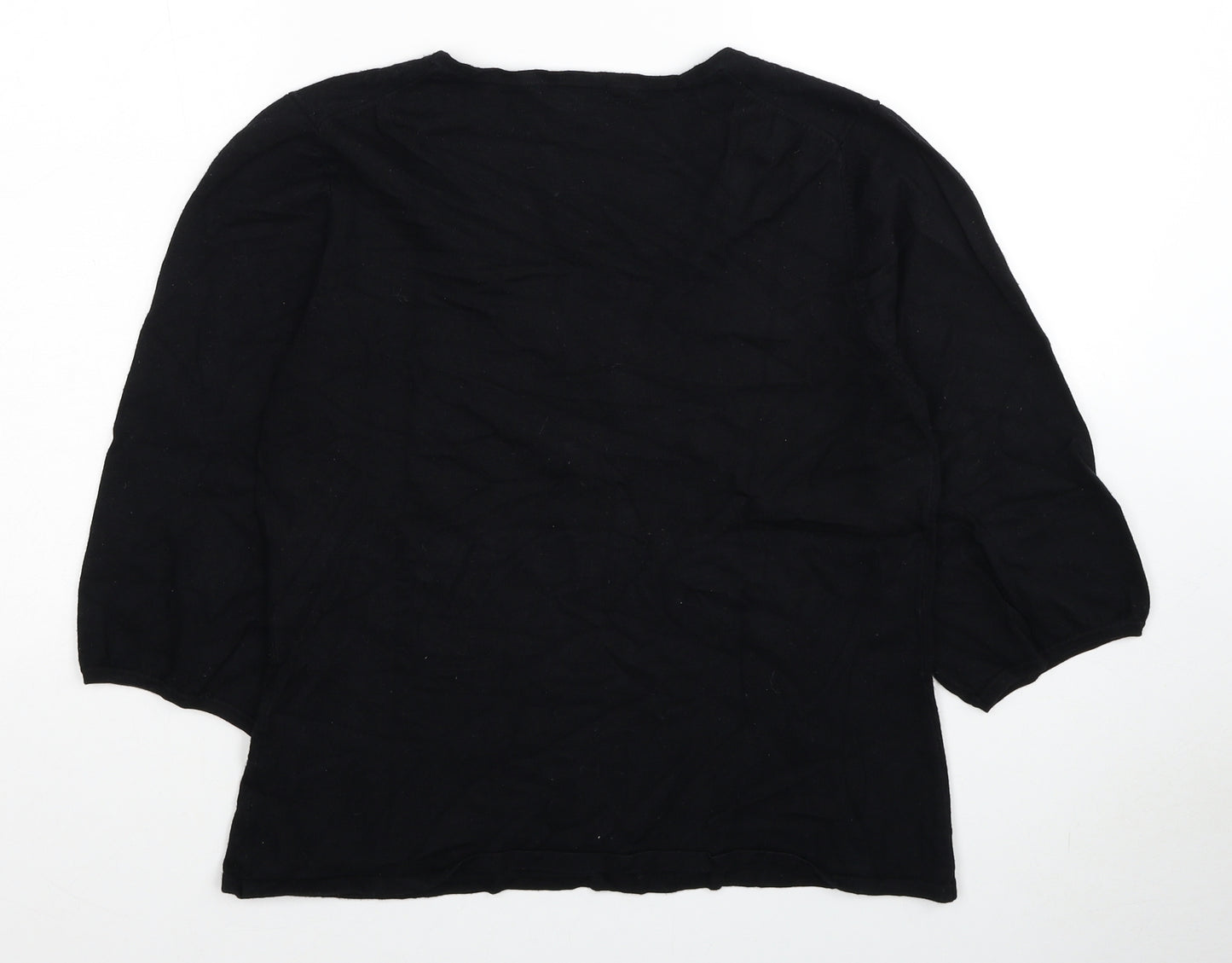 Monsoon Womens Black V-Neck Viscose Pullover Jumper Size 12