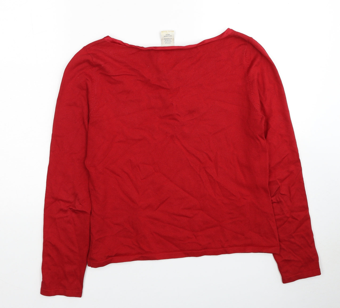 L.K. Bennett Womens Red Boat Neck Silk Pullover Jumper Size M - Keyhole Neck
