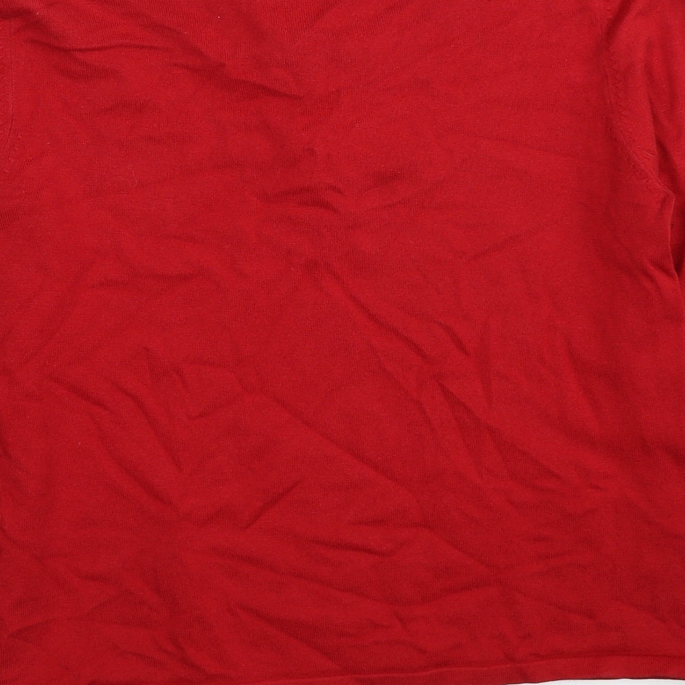 L.K. Bennett Womens Red Boat Neck Silk Pullover Jumper Size M - Keyhole Neck