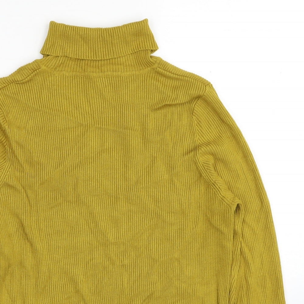 Marks and Spencer Womens Yellow Roll Neck Viscose Pullover Jumper Size 18 - Ribbed