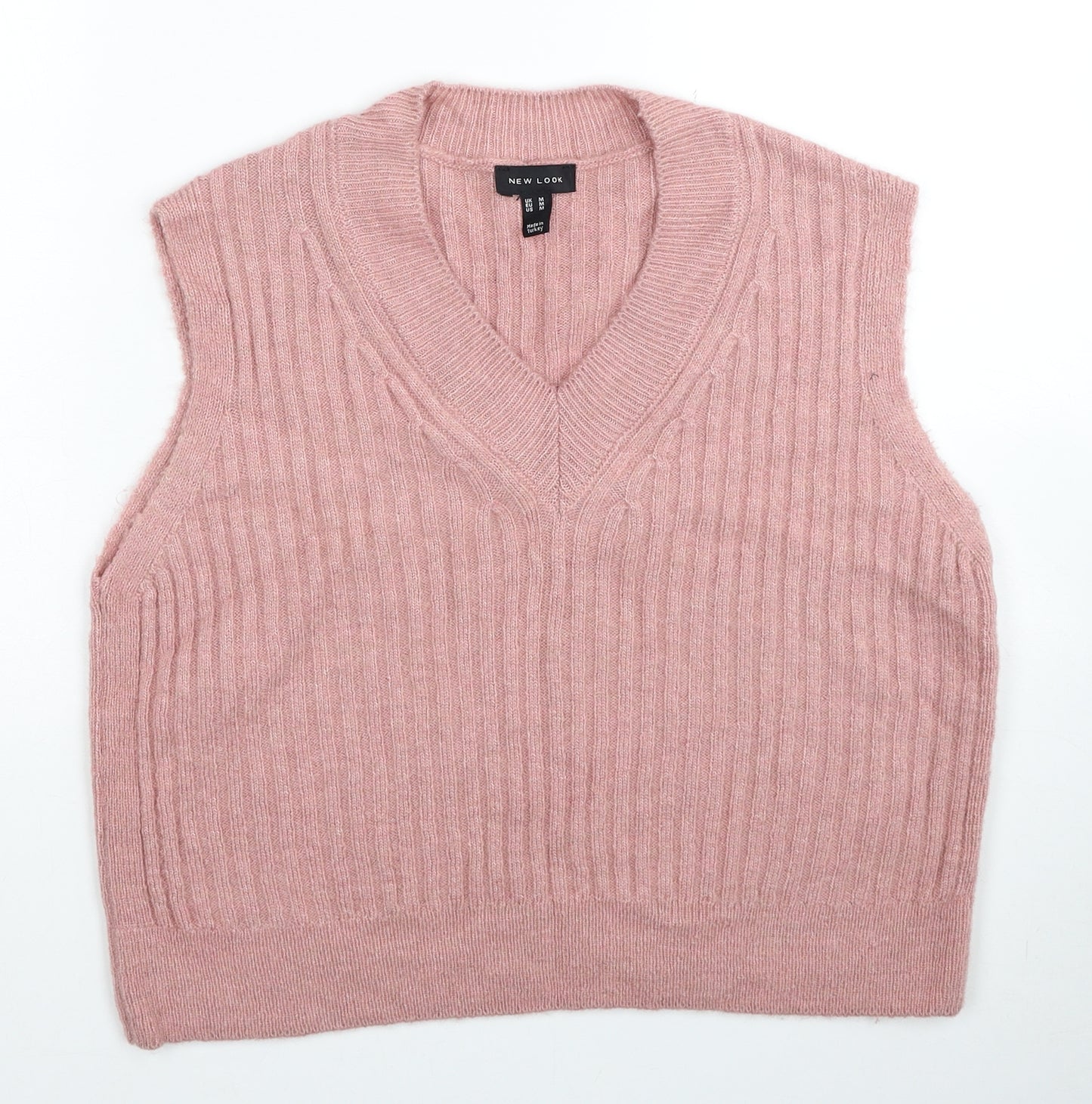 New Look Womens Pink V-Neck Acrylic Vest Jumper Size M - Box Fit