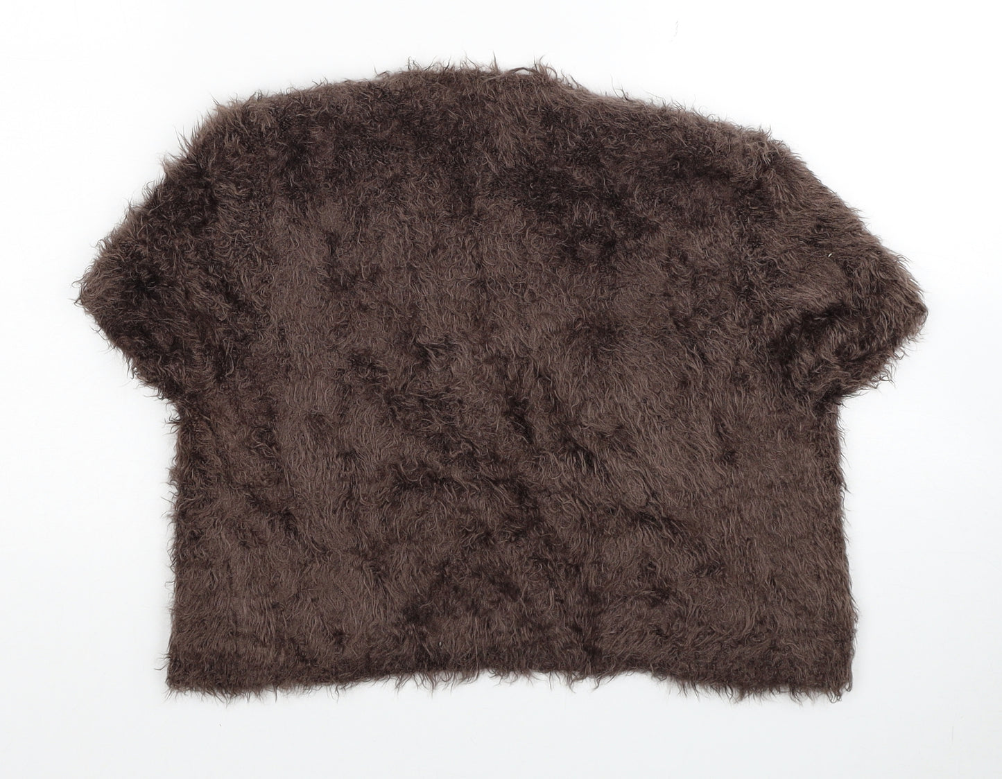 Per Una Womens Brown V-Neck Polyamide Shrug Jumper Size 10 - Fluffy Satin Tie Front