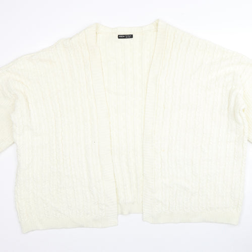 SheIn Womens White V-Neck Acrylic Shrug Jumper Size S