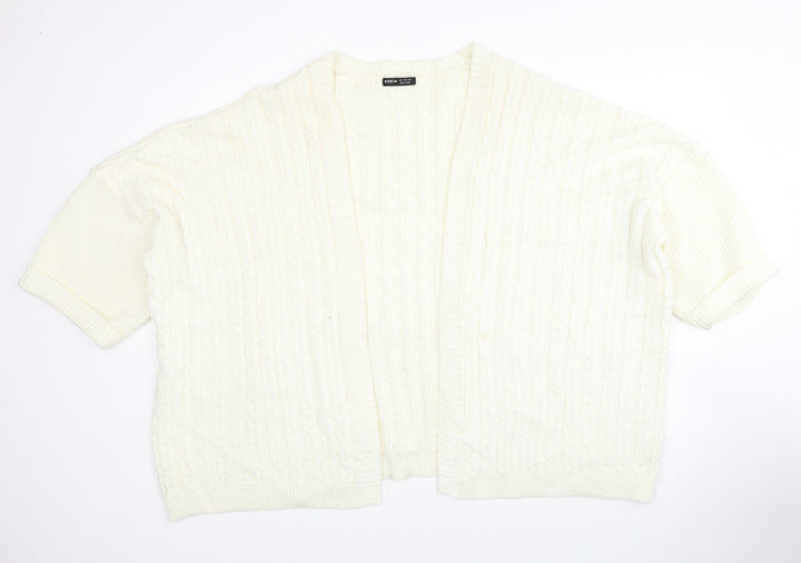 SheIn Womens White V-Neck Acrylic Shrug Jumper Size S