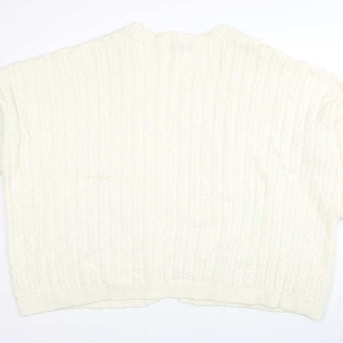 SheIn Womens White V-Neck Acrylic Shrug Jumper Size S
