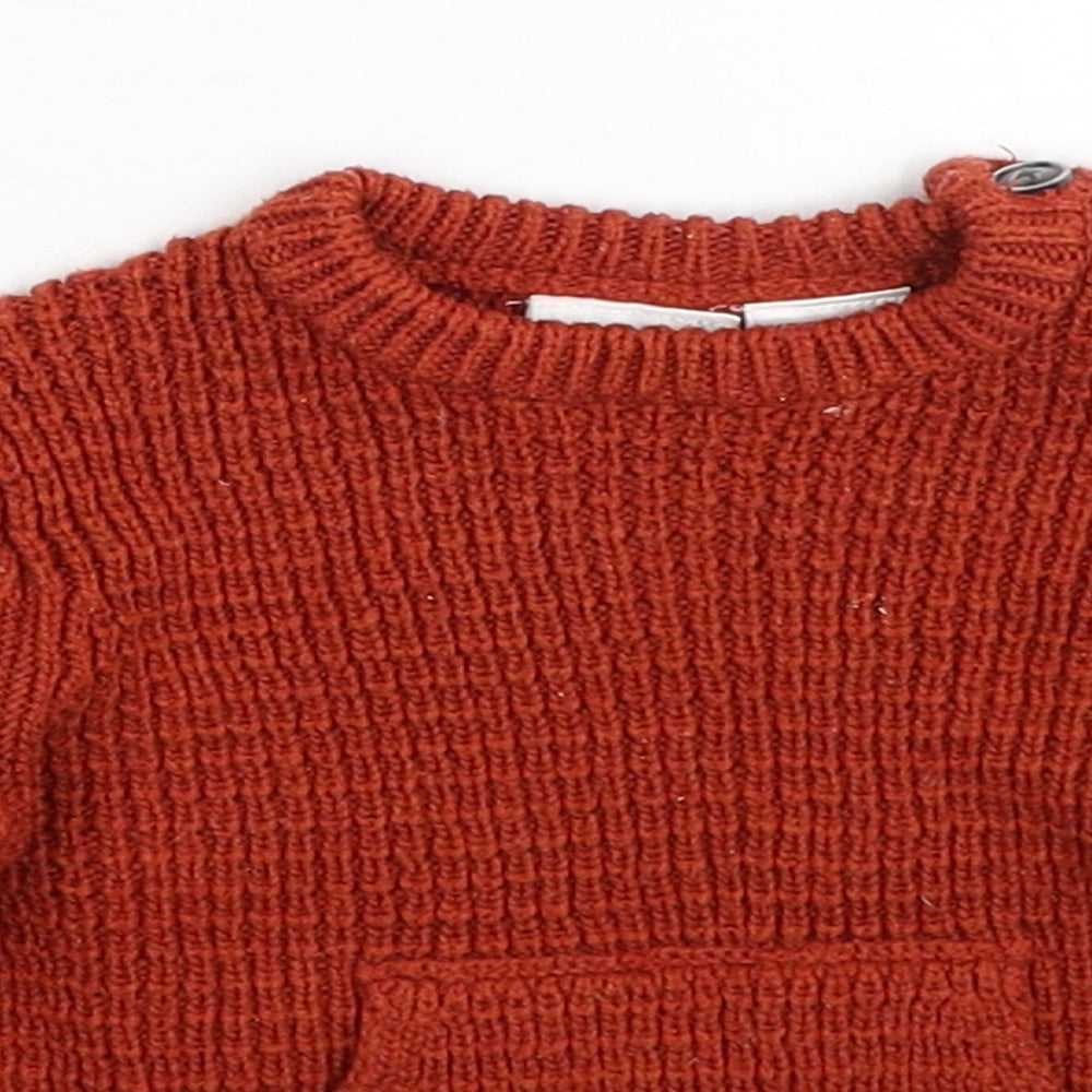 Zara Baby Red Polyester Pullover Jumper Size 6-9 Months Button