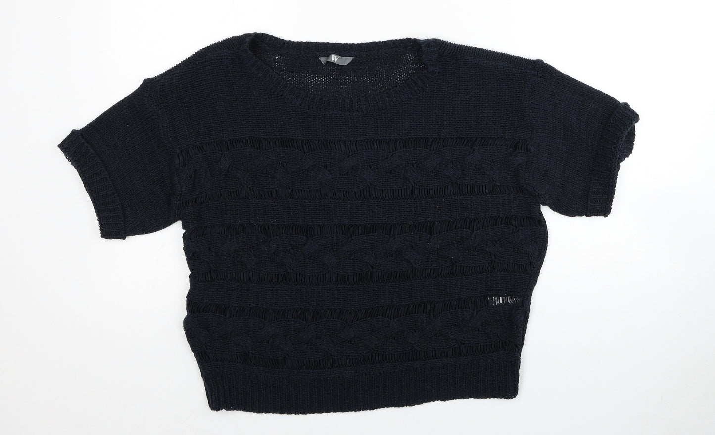 BHS Womens Black Boat Neck Acrylic Pullover Jumper Size 12
