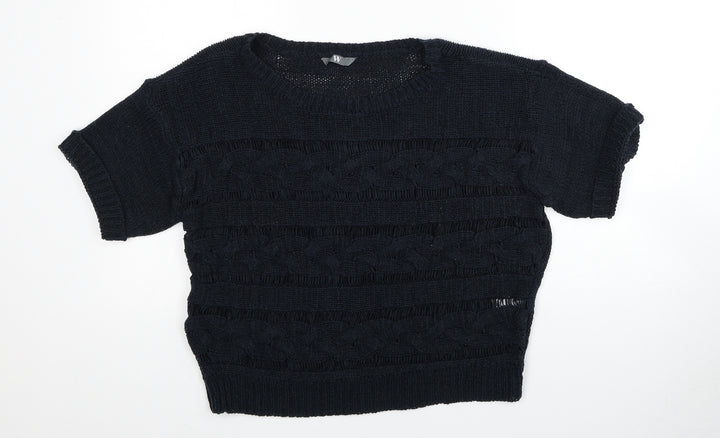 BHS Womens Black Boat Neck Acrylic Pullover Jumper Size 12