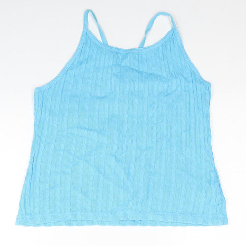 NEXT Womens Blue 100% Cotton Basic Tank Size L Round Neck