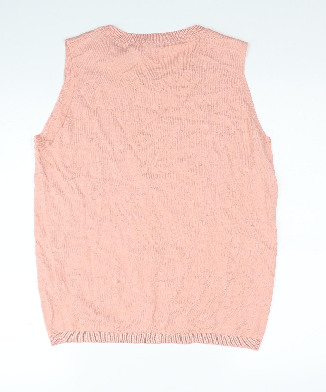 TU Womens Pink Scoop Neck Cotton Vest Jumper Size 14