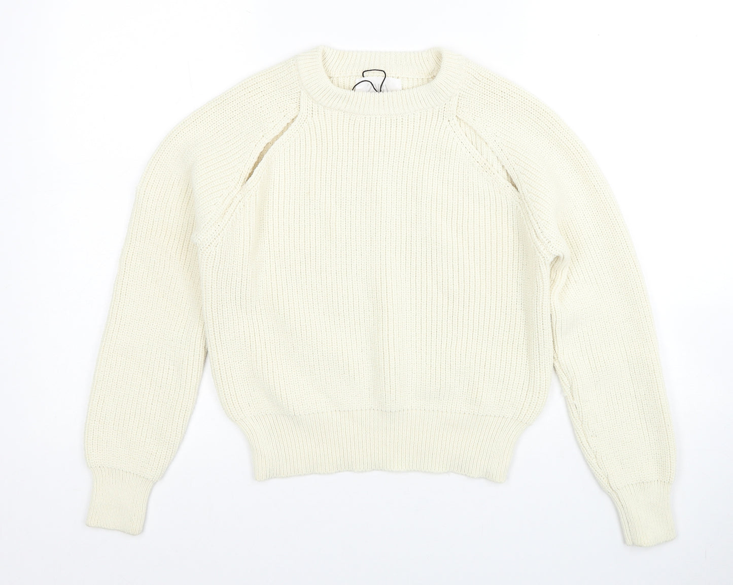 Zara Girls White Round Neck Polyester Pullover Jumper Size 13-14 Years Pullover