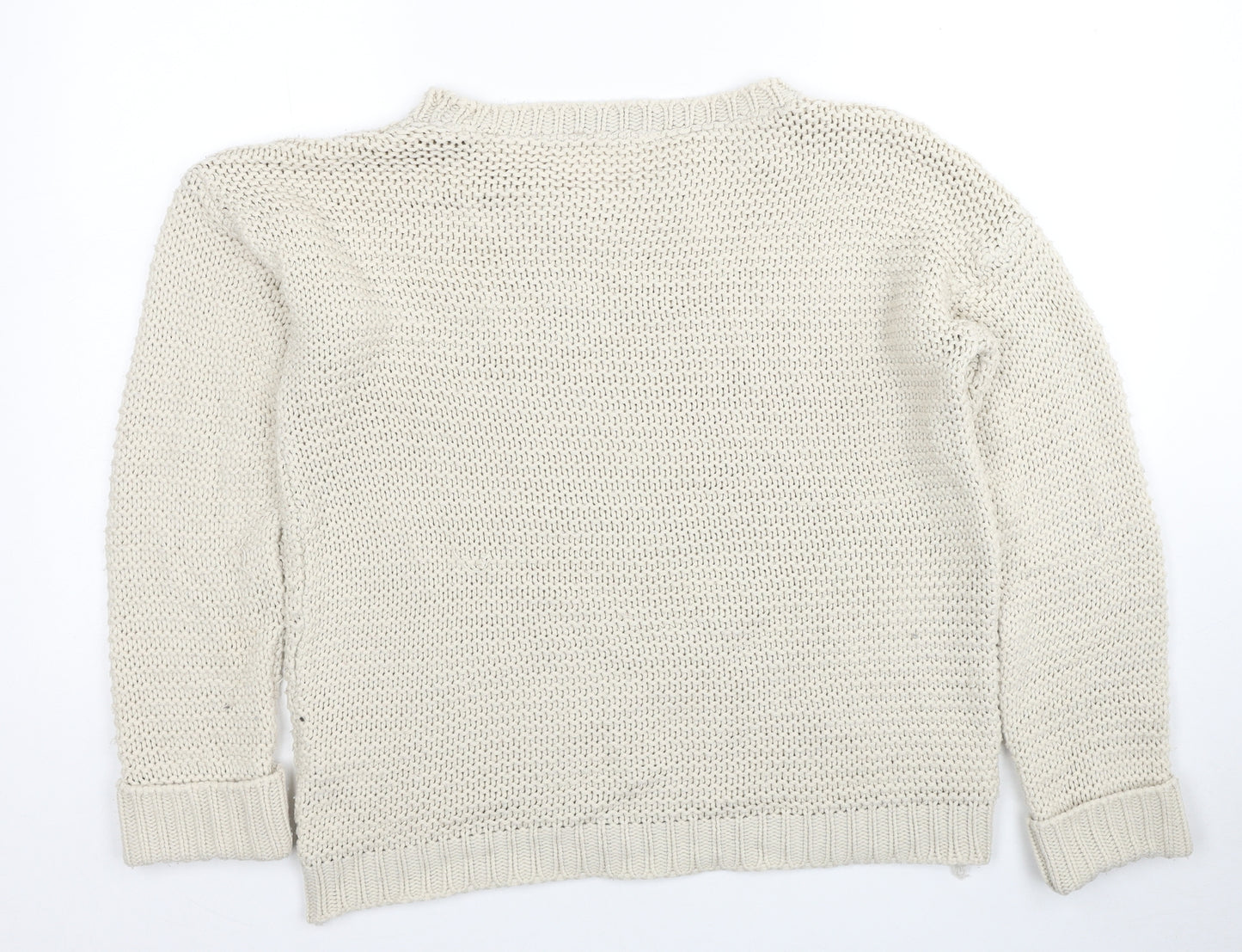 Miss Selfridge Womens Beige Boat Neck Acrylic Pullover Jumper Size 6