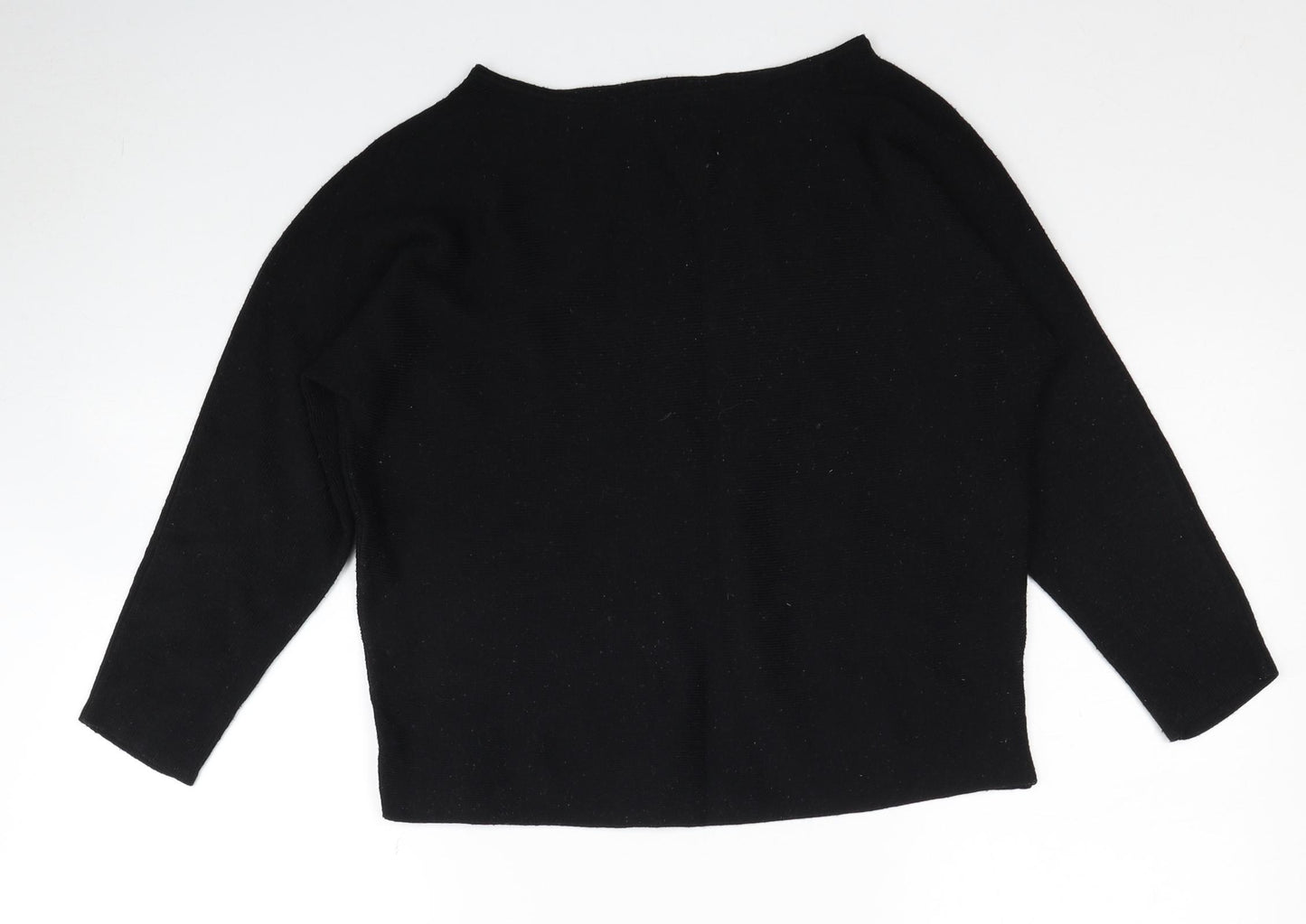 H&M Womens Black Boat Neck Polyester Pullover Jumper Size XS