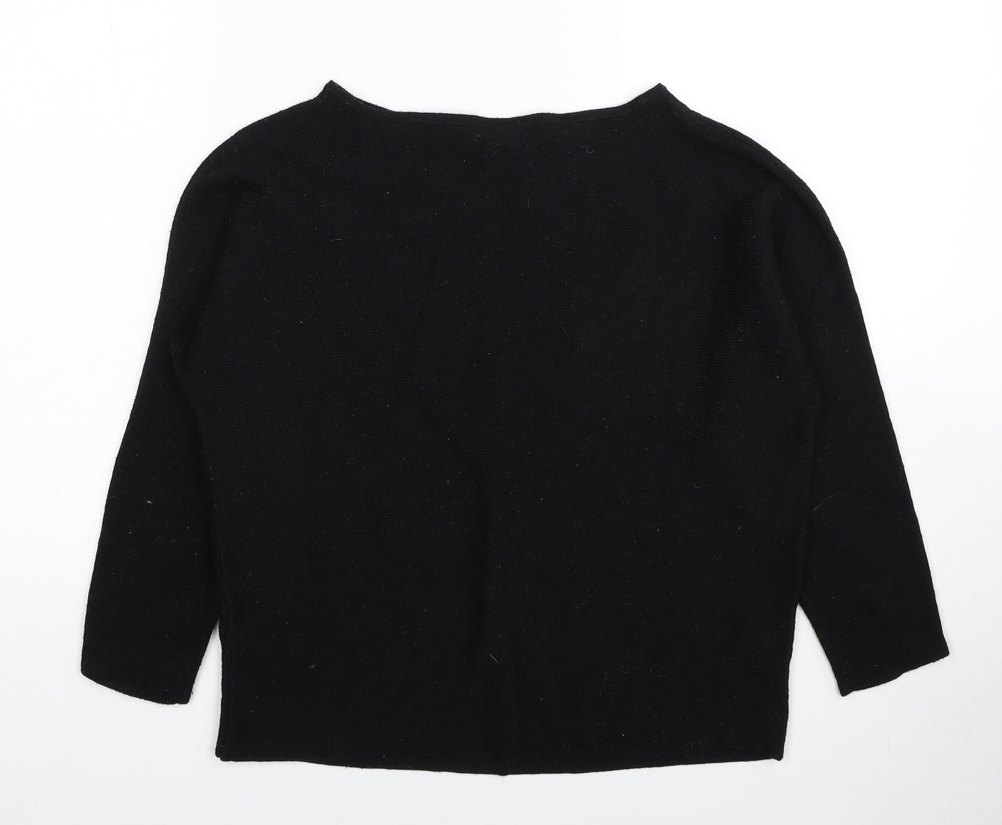 H&M Womens Black Boat Neck Polyester Pullover Jumper Size XS
