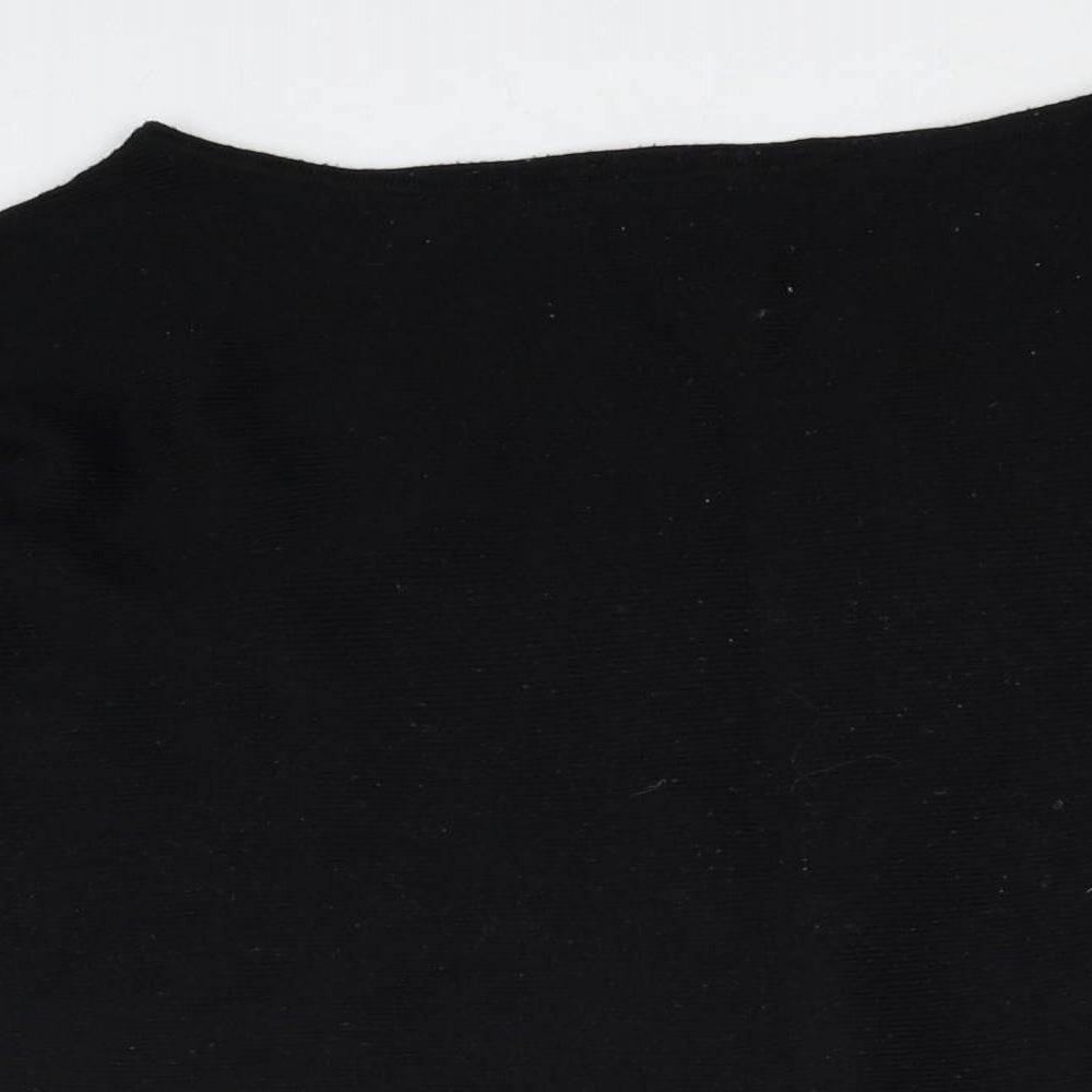 H&M Womens Black Boat Neck Polyester Pullover Jumper Size XS