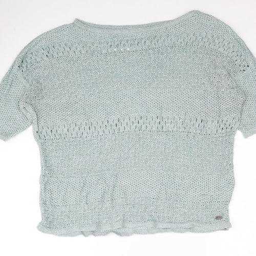 EDC Womens Blue Boat Neck Polyester Pullover Jumper Size L