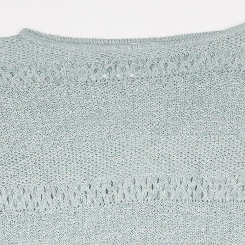 EDC Womens Blue Boat Neck Polyester Pullover Jumper Size L